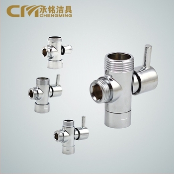 Ventil divertor pentru duș din cupru QT130 – tragere pentru deschidere rapidă, intrare 1, ieșiri 2, montaj filet, cromat