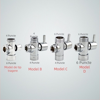 Ventil divertor pentru duș din cupru QT130 – tragere pentru deschidere rapidă, intrare 1, ieșiri 2, montaj filet, cromat