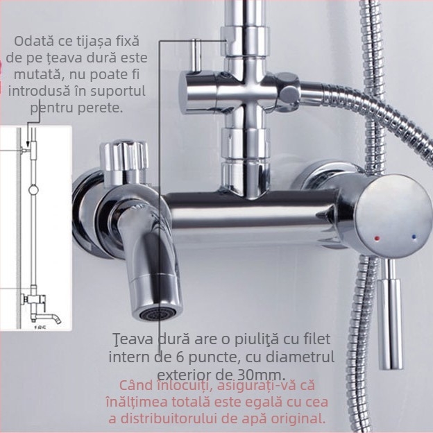 Ventil divertor pentru duș din cupru QT130 – tragere pentru deschidere rapidă, intrare 1, ieșiri 2, montaj filet, cromat