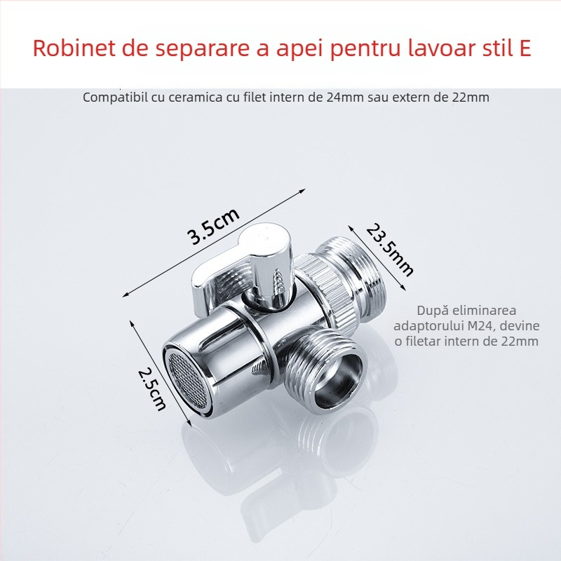 Ventil divertor pentru duș din cupru QT130 – tragere pentru deschidere rapidă, intrare 1, ieșiri 2, montaj filet, cromat