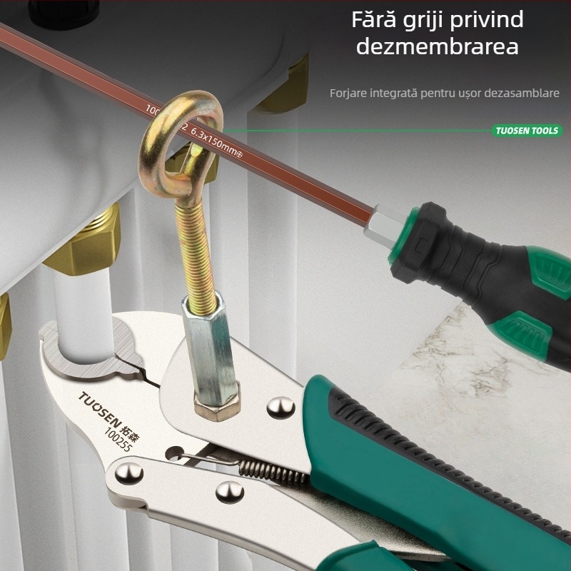 Tuosen clește pentru evacuarea conductelor de încălzire prin pardoseală, stil clește pentru țevi, caracteristici standard