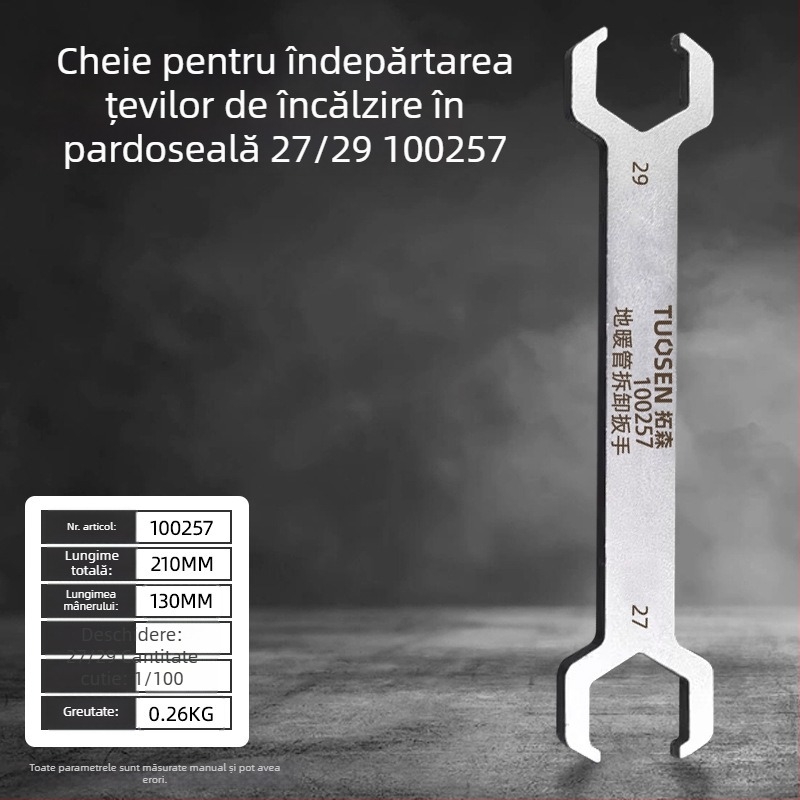 Tuosen clește pentru evacuarea conductelor de încălzire prin pardoseală, stil clește pentru țevi, caracteristici standard