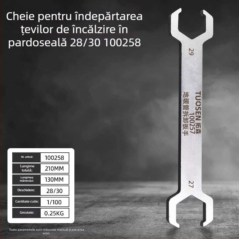 Tuosen clește pentru evacuarea conductelor de încălzire prin pardoseală, stil clește pentru țevi, caracteristici standard