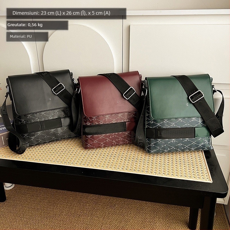 Geantă de piept pentru bărbați cu imprimeu litere, PU material, impermeabilă, căptușeală din piele sintetică, Primăvara 2025