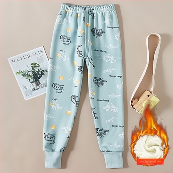 Pantaloni copii groși, fleece căptușit, talie înaltă, Milk Silk, 95% poliester, pentru toamnă și iarnă
