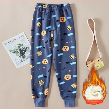 Pantaloni copii groși, fleece căptușit, talie înaltă, Milk Silk, 95% poliester, pentru toamnă și iarnă