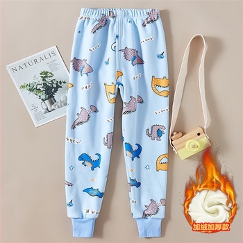 Pantaloni copii groși, fleece căptușit, talie înaltă, Milk Silk, 95% poliester, pentru toamnă și iarnă