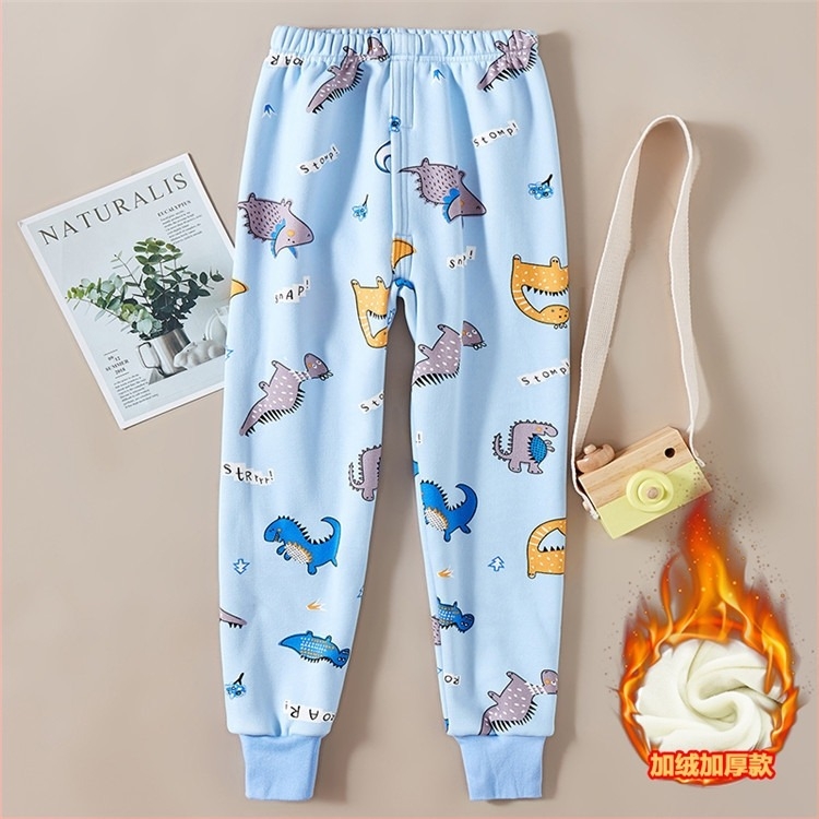 Pantaloni copii groși, fleece căptușit, talie înaltă, Milk Silk, 95% poliester, pentru toamnă și iarnă