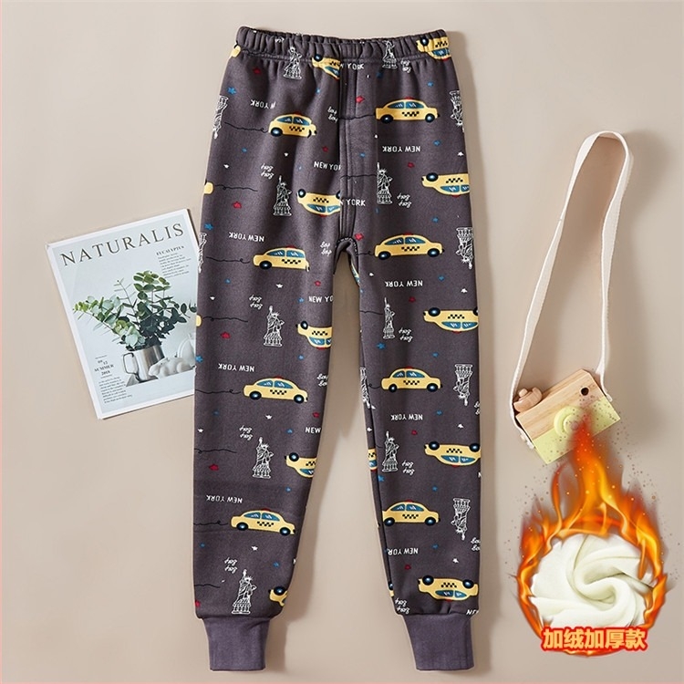 Pantaloni copii groși, fleece căptușit, talie înaltă, Milk Silk, 95% poliester, pentru toamnă și iarnă