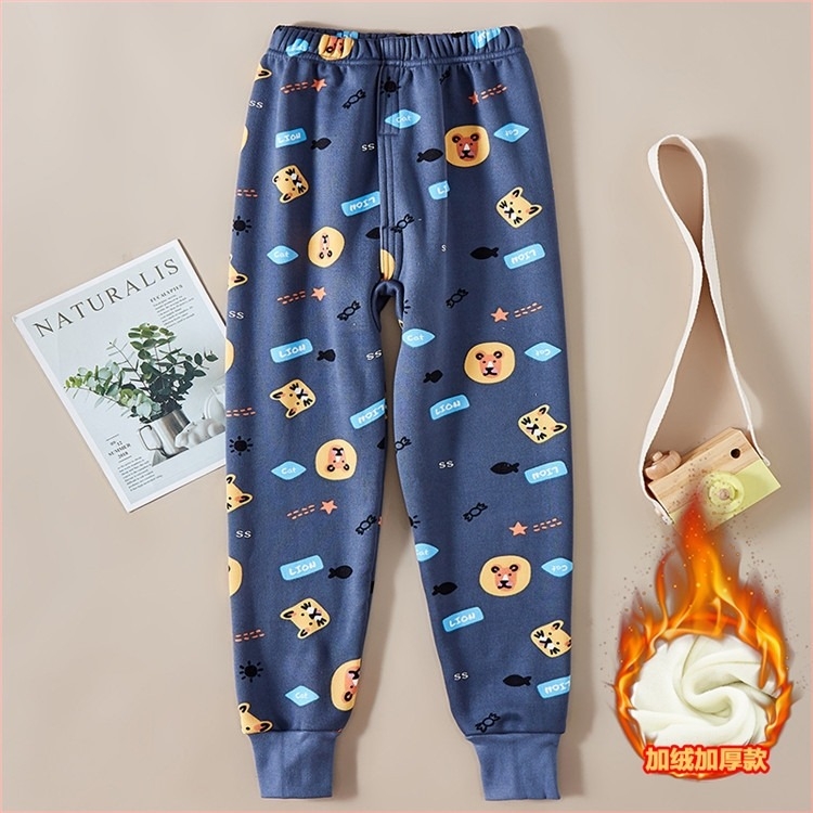 Pantaloni copii groși, fleece căptușit, talie înaltă, Milk Silk, 95% poliester, pentru toamnă și iarnă