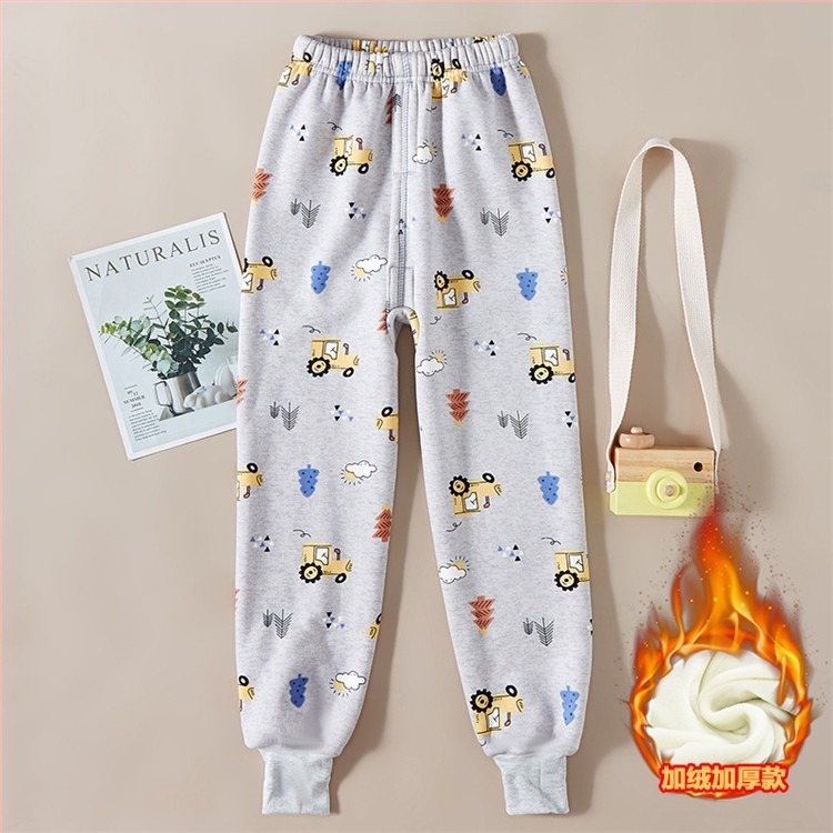 Pantaloni copii groși, fleece căptușit, talie înaltă, Milk Silk, 95% poliester, pentru toamnă și iarnă