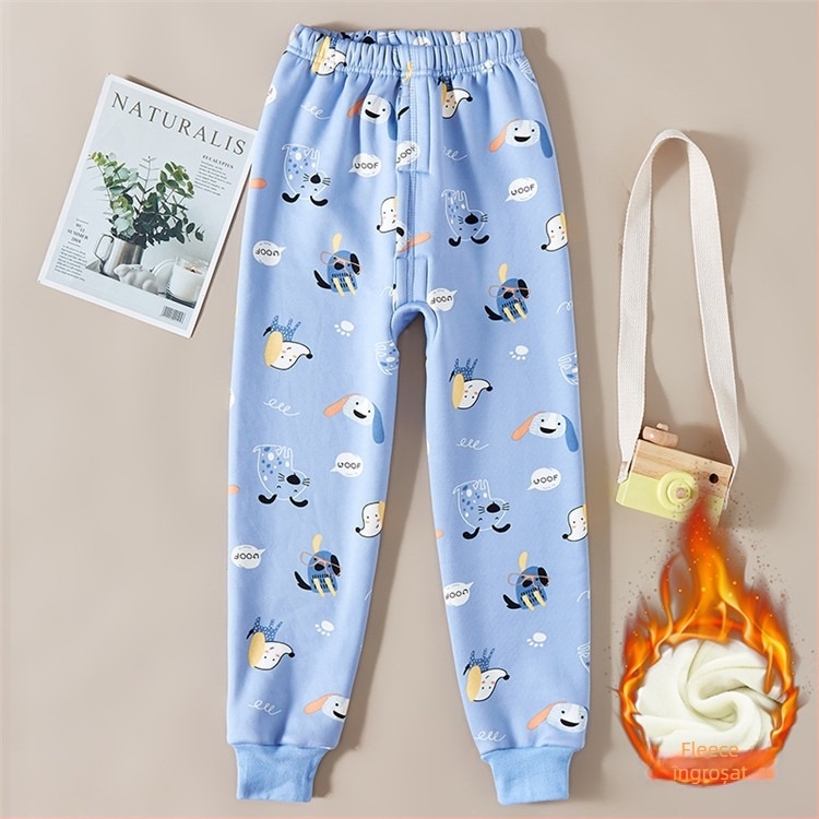 Pantaloni copii groși, fleece căptușit, talie înaltă, Milk Silk, 95% poliester, pentru toamnă și iarnă