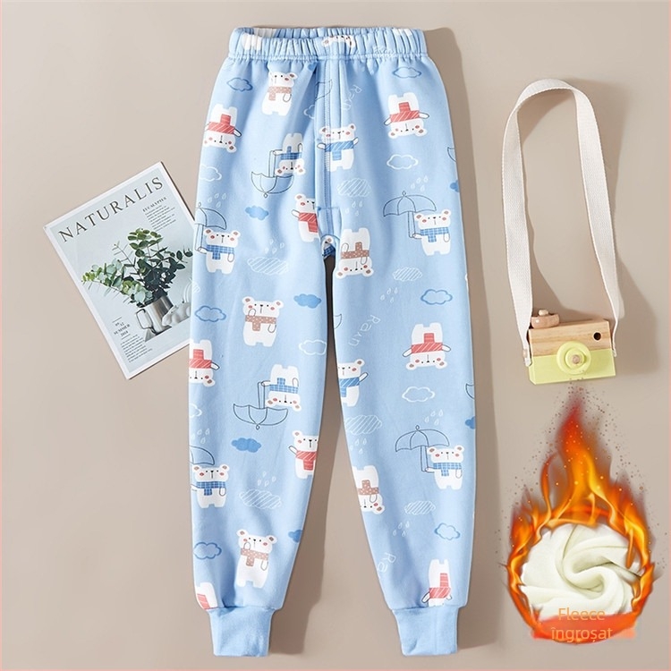 Pantaloni copii groși, fleece căptușit, talie înaltă, Milk Silk, 95% poliester, pentru toamnă și iarnă