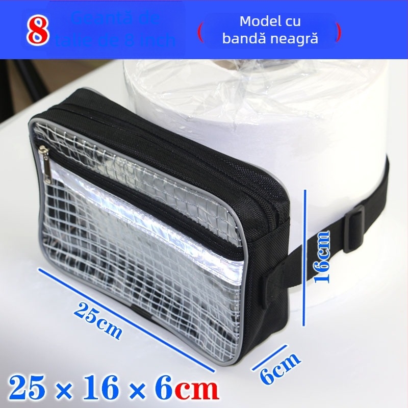 Geantă de piept pentru bărbați din PVC – Model transparent cu plasă, închidere cu fermoar, buzunar interior cu fermoar, formă pătrată orizontală