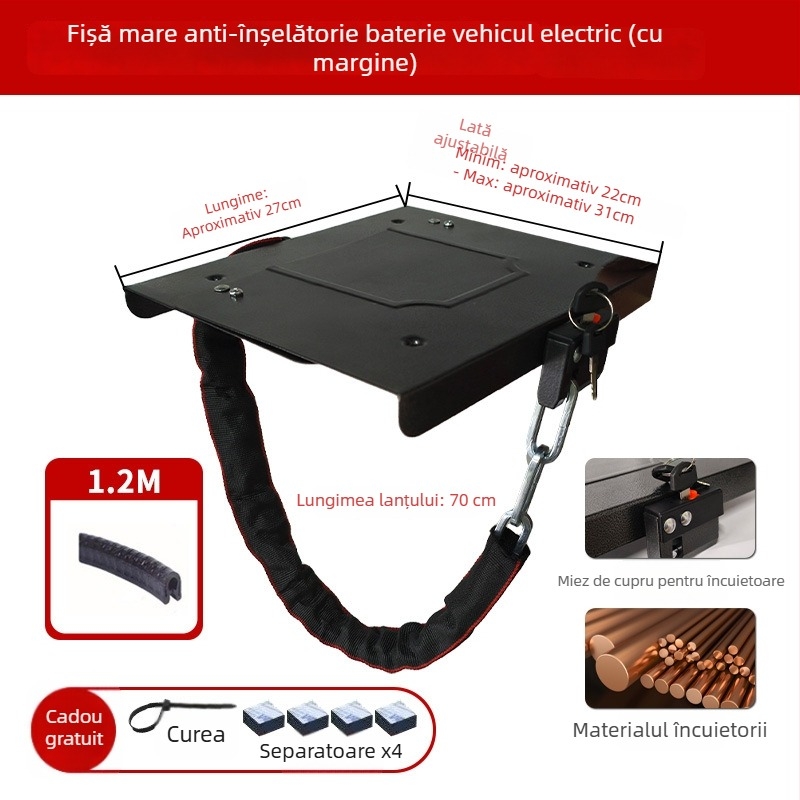 Keyma 508-18 Lacăt capac baterie pentru vehicul electric, plăcuță din aliaj de cupru-otel cu finisaj vopsit, protecție baterie EV, greutate 500 g, stil modern minimalist