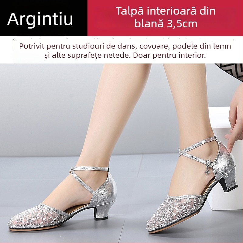 Lanxuan pantofi de dans latino pentru femei, toc înalt, talpă moale, pentru dansuri sociale