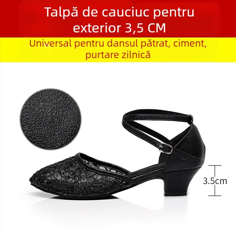 Lanxuan pantofi de dans latino pentru femei, toc înalt, talpă moale, pentru dansuri sociale
