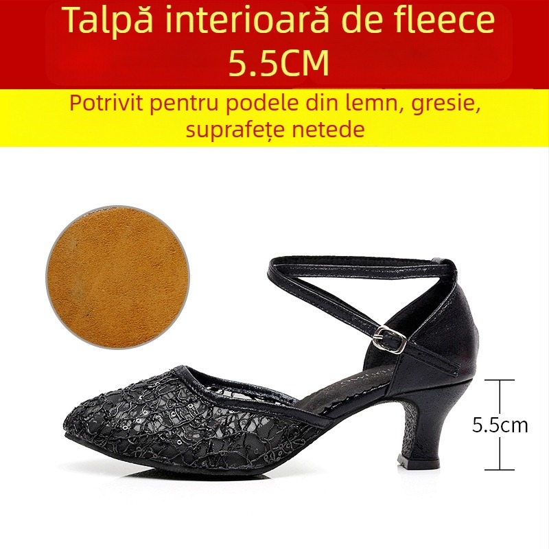 Lanxuan pantofi de dans latino pentru femei, toc înalt, talpă moale, pentru dansuri sociale