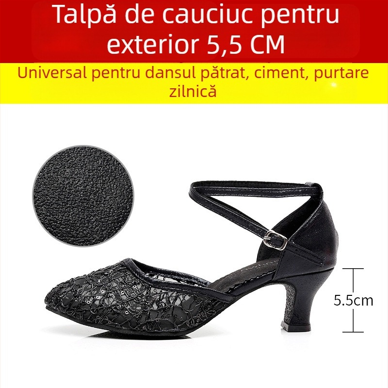 Lanxuan pantofi de dans latino pentru femei, toc înalt, talpă moale, pentru dansuri sociale