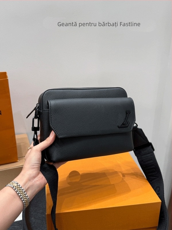 Geantă crossbody pentru bărbați (din piele naturală; căptușeală din pânză; respirabilă; capacitate extensibilă; reduce povara)