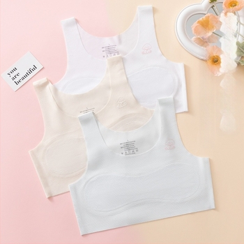 Bustier pentru fete, material ice-silk, cupe profilate ultra-subțiri, căptușeală din bumbac, bretele fixe dublu, respirație la spate