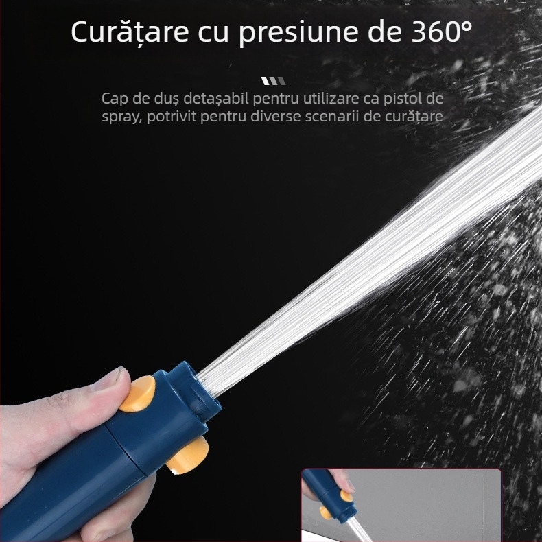 Cap de duș pătrat, portabil, presurizat, cu funcție ploaie – ABS, model BNL-F02, conectare filetată, 0–80°C, 0,03 MPa