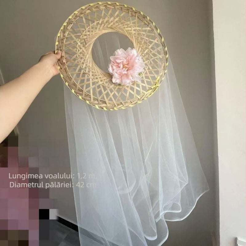 Pălărie din tifon pentru femei, cu ciucuri lungi, recuzită pentru fotografiere