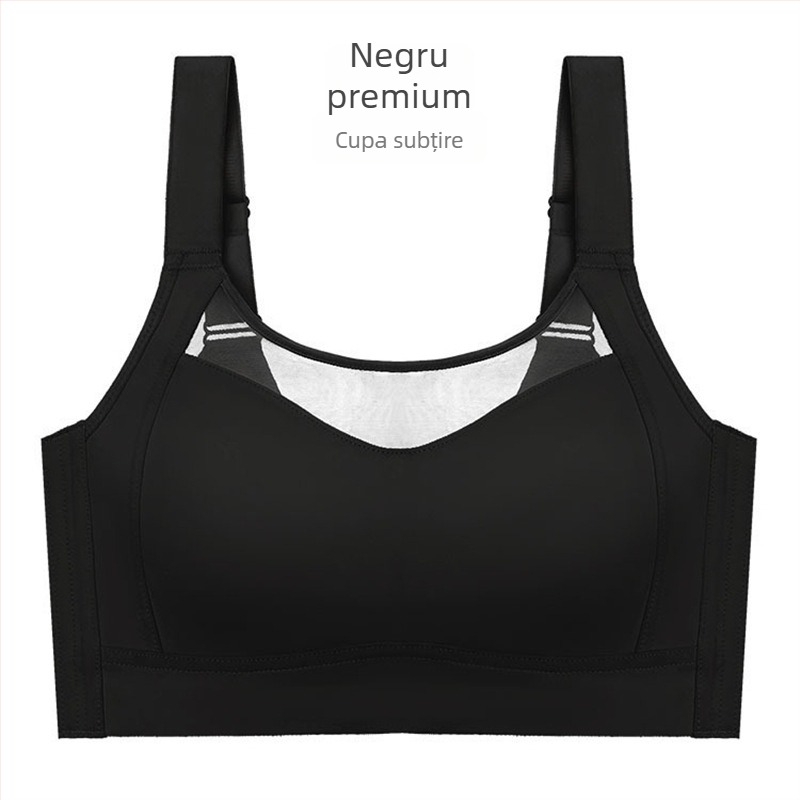 Sutien fără cusături cu cupă întreagă – ultra-subțire din nylon, cupe turnate subțiri, fără arc, bretele duble fixe, anti-prolapsiune