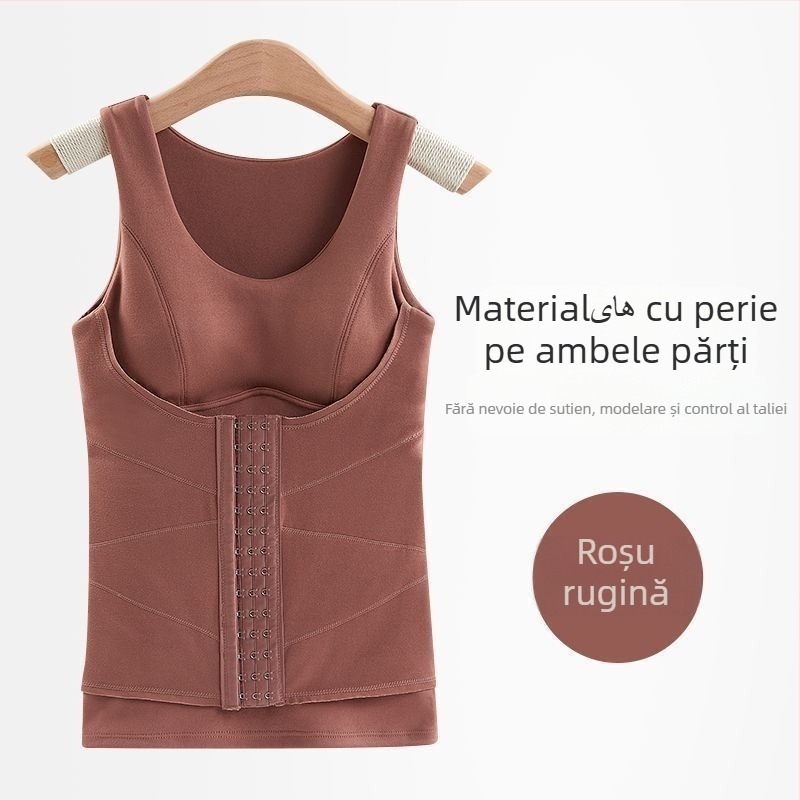 Vesta caldă din fleece dublu pe ambele fețe, cu cupe integrate pentru bust, pulover, model de conturare a corpului, 80–90% poliester