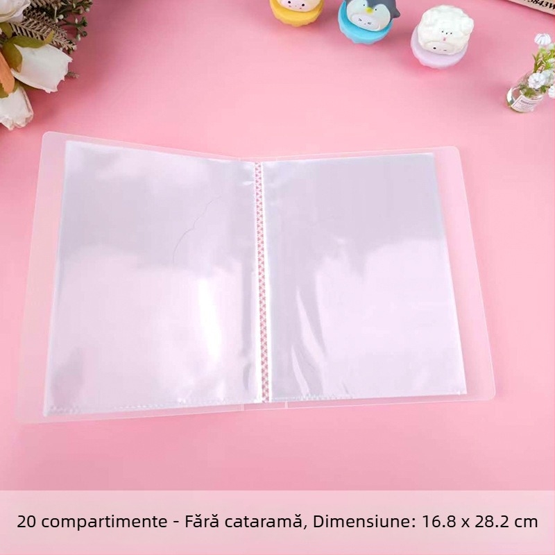 Carte informativă transparentă pentru depozitarea cărților poștale, însoțită de husă de stocare