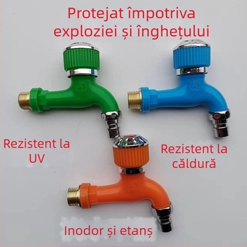 Robinet exterior anti-îngheț cu mâner rotund pentru mașina de spălat, antiîngheț, design îngroșat, intrare/ieșire cu 4 puncte, miez axial cu role