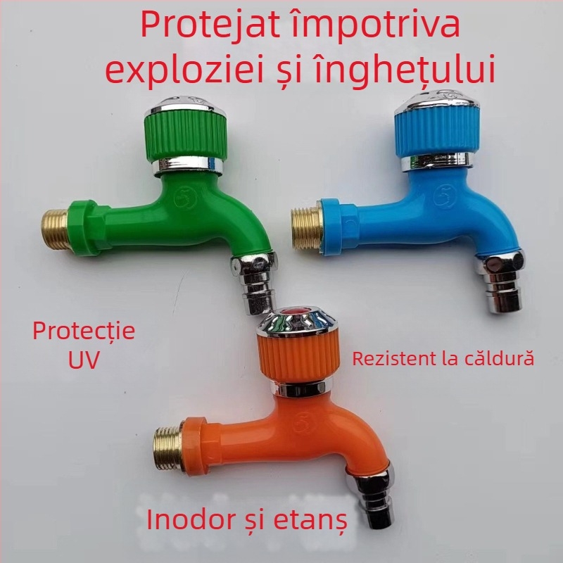 Robinet exterior anti-îngheț cu mâner rotund pentru mașina de spălat, antiîngheț, design îngroșat, intrare/ieșire cu 4 puncte, miez axial cu role