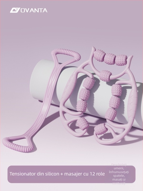 Figure-8 Bandă de rezistență din silicon – Ovanda Pull Exerciser, antrenament pentru spate, deschidere pentru umeri, bandă elastică pentru yoga acasă