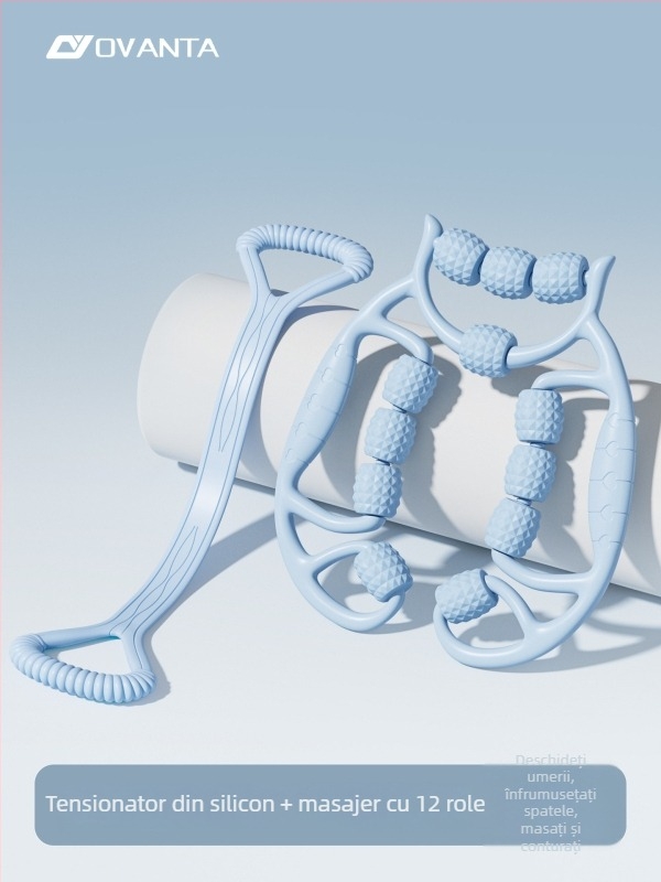 Figure-8 Bandă de rezistență din silicon – Ovanda Pull Exerciser, antrenament pentru spate, deschidere pentru umeri, bandă elastică pentru yoga acasă