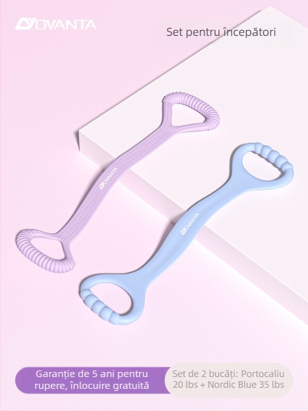 Figure-8 Bandă de rezistență din silicon – Ovanda Pull Exerciser, antrenament pentru spate, deschidere pentru umeri, bandă elastică pentru yoga acasă
