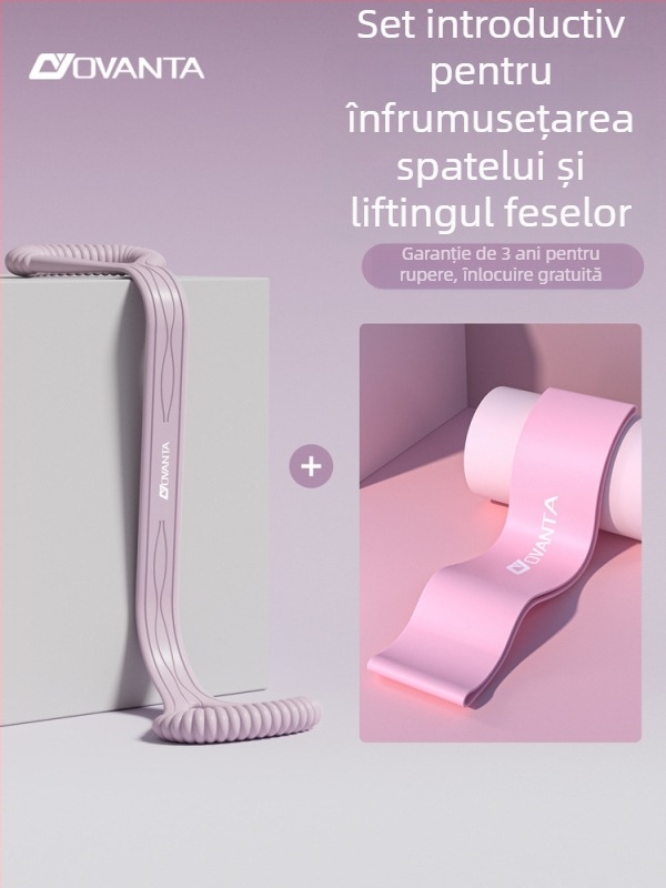 Figure-8 Bandă de rezistență din silicon – Ovanda Pull Exerciser, antrenament pentru spate, deschidere pentru umeri, bandă elastică pentru yoga acasă