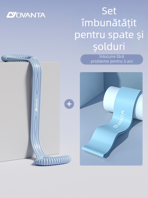 Figure-8 Bandă de rezistență din silicon – Ovanda Pull Exerciser, antrenament pentru spate, deschidere pentru umeri, bandă elastică pentru yoga acasă