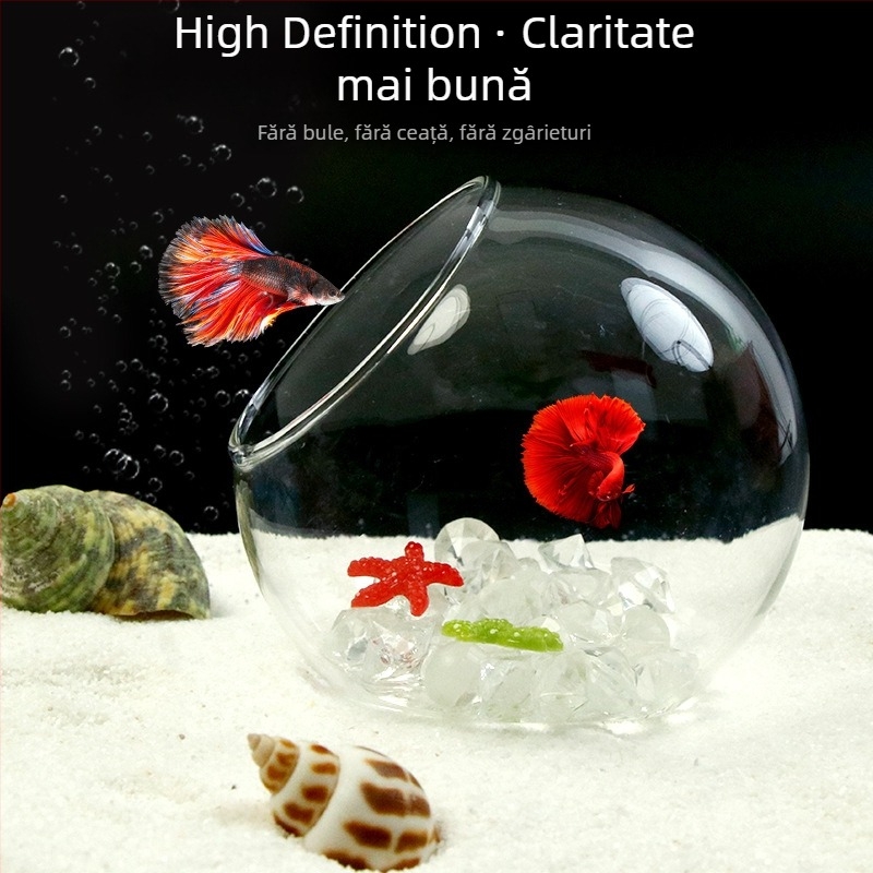 Set decor pentru peisaj acvariu — sticlă; formă circulară; vizualizare și ascundere; accesorii pentru acvariu