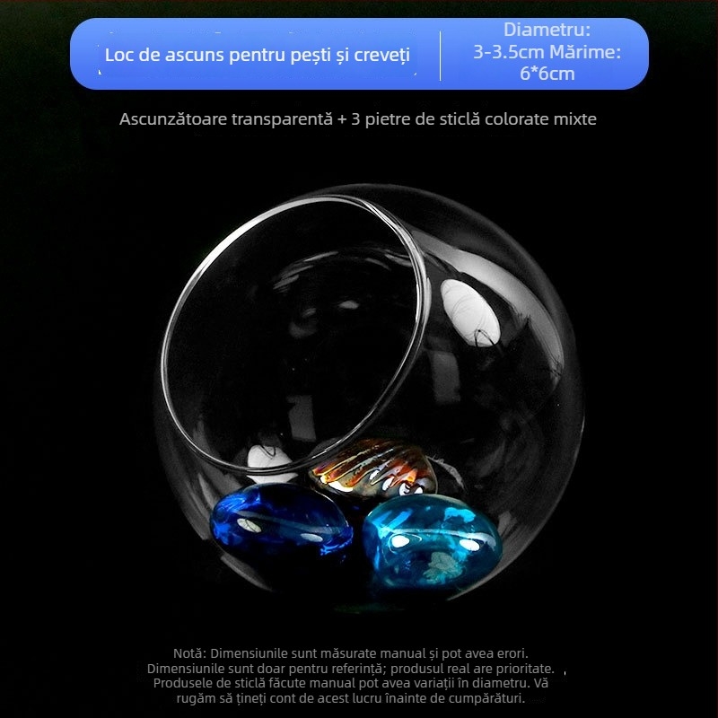 Set decor pentru peisaj acvariu — sticlă; formă circulară; vizualizare și ascundere; accesorii pentru acvariu