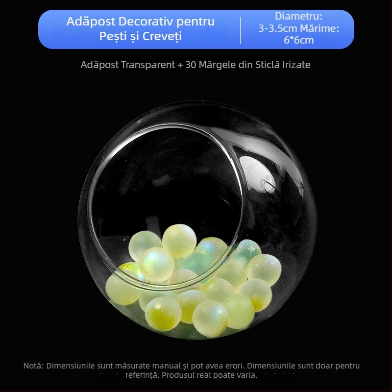 Set decor pentru peisaj acvariu — sticlă; formă circulară; vizualizare și ascundere; accesorii pentru acvariu