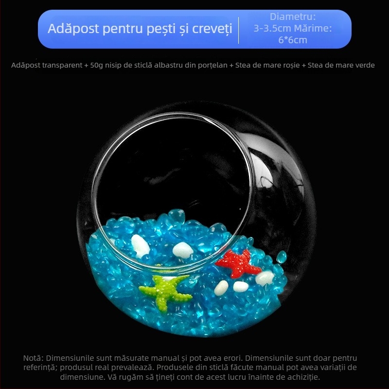 Set decor pentru peisaj acvariu — sticlă; formă circulară; vizualizare și ascundere; accesorii pentru acvariu