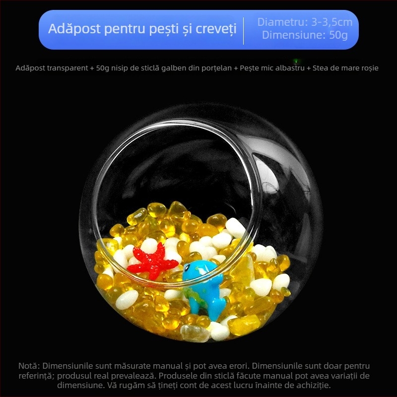 Set decor pentru peisaj acvariu — sticlă; formă circulară; vizualizare și ascundere; accesorii pentru acvariu