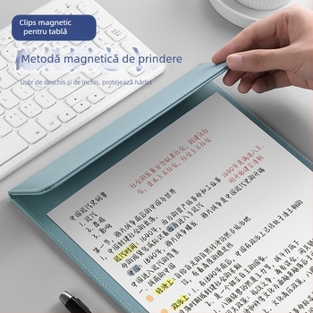 Mapă magnetică din piele cu clemă A4, placă de 5 mm și imprimare logo – personalizabilă