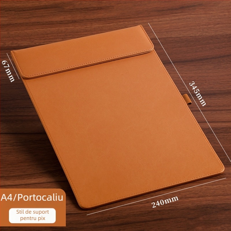 Mapă magnetică din piele cu clemă A4, placă de 5 mm și imprimare logo – personalizabilă