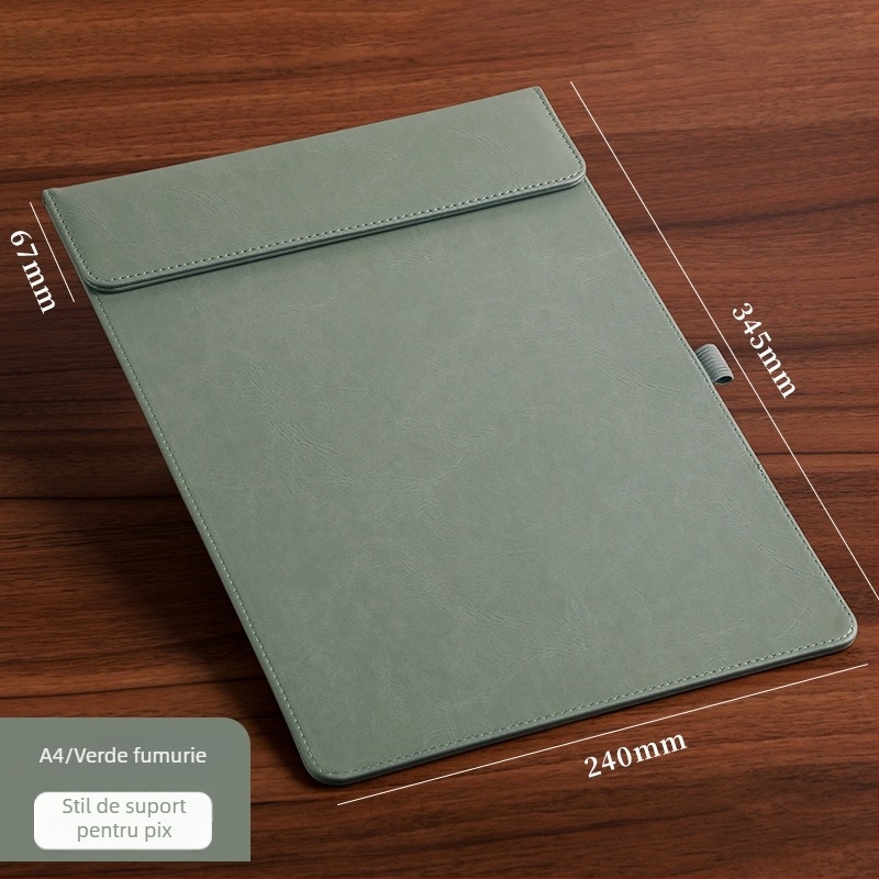 Mapă magnetică din piele cu clemă A4, placă de 5 mm și imprimare logo – personalizabilă