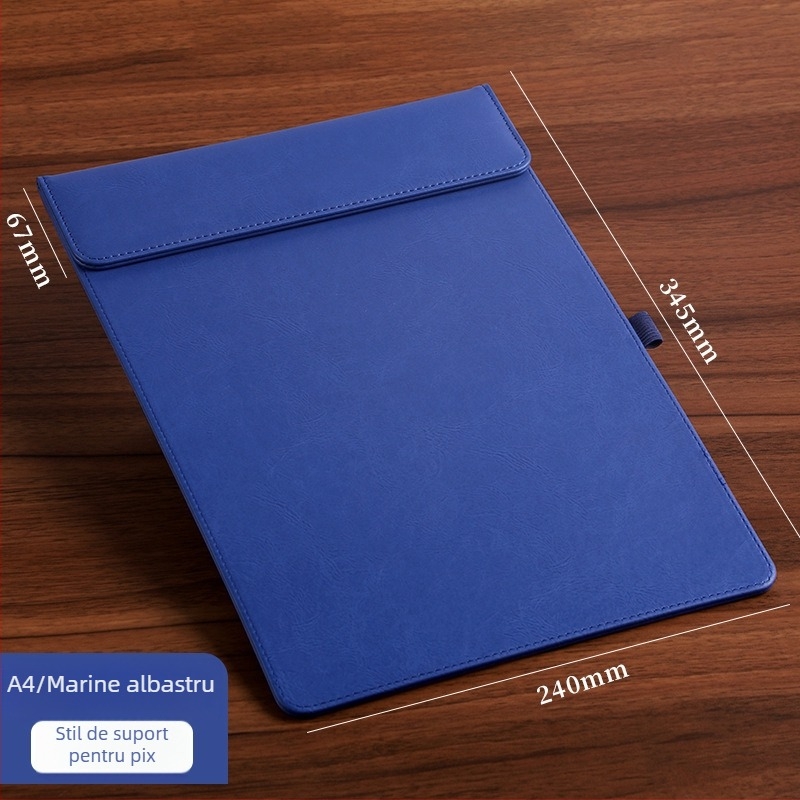 Mapă magnetică din piele cu clemă A4, placă de 5 mm și imprimare logo – personalizabilă