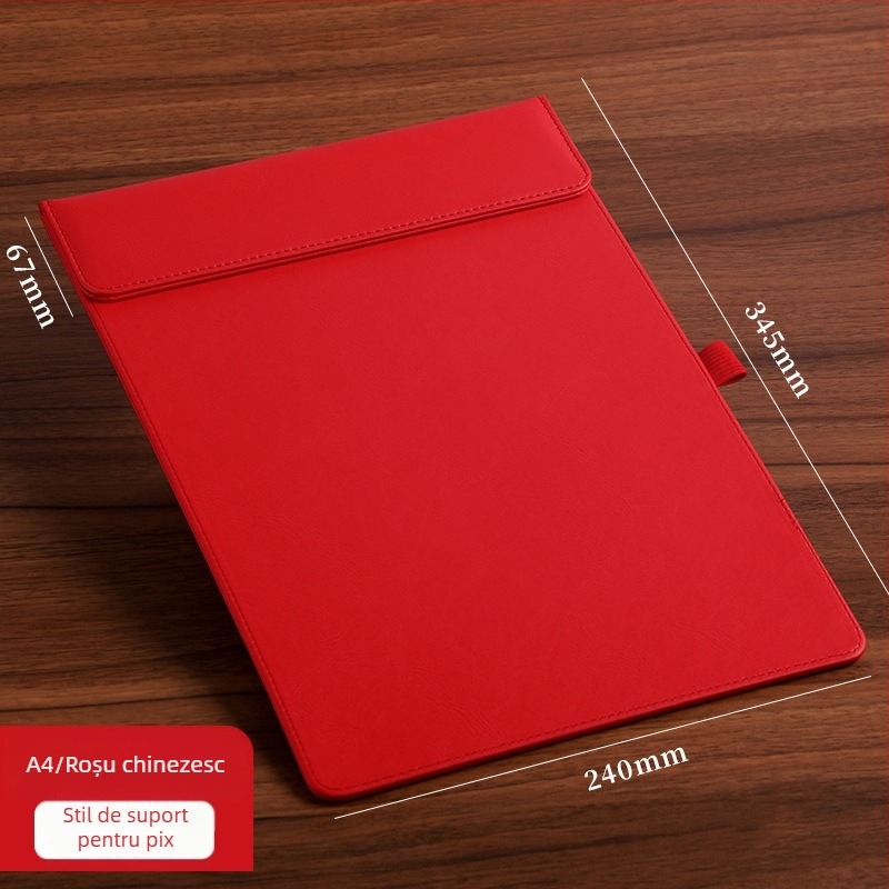 Mapă magnetică din piele cu clemă A4, placă de 5 mm și imprimare logo – personalizabilă