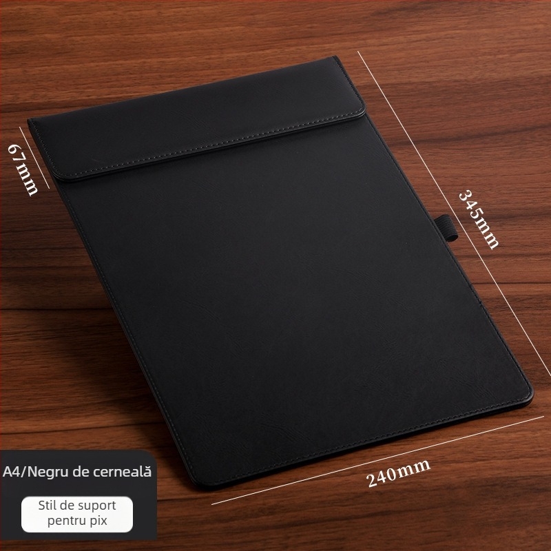 Mapă magnetică din piele cu clemă A4, placă de 5 mm și imprimare logo – personalizabilă