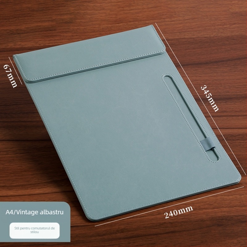 Mapă magnetică din piele cu clemă A4, placă de 5 mm și imprimare logo – personalizabilă