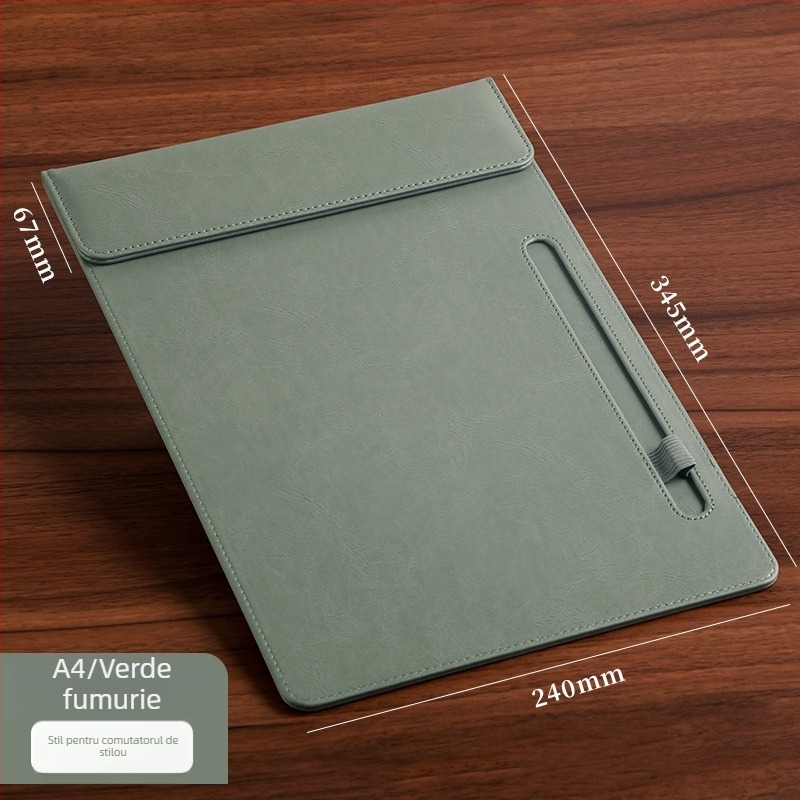 Mapă magnetică din piele cu clemă A4, placă de 5 mm și imprimare logo – personalizabilă